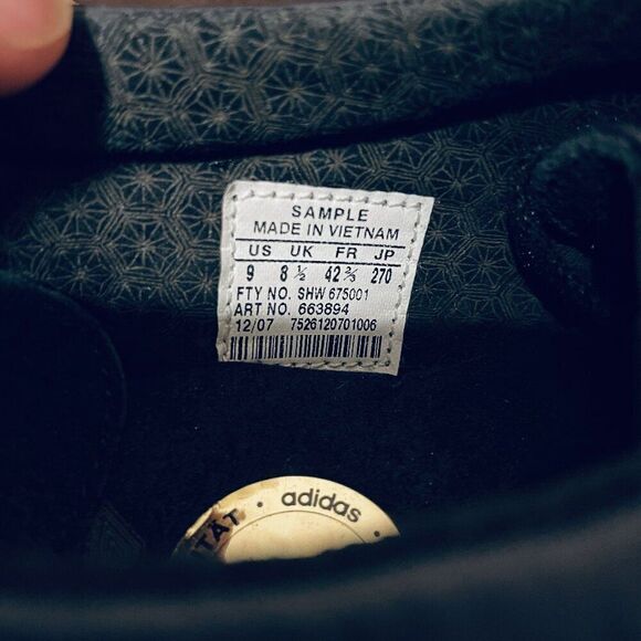 RARE 2007 Adidas Originals Gazelle Vintage Trainer Sample - Size 9 Black Leather